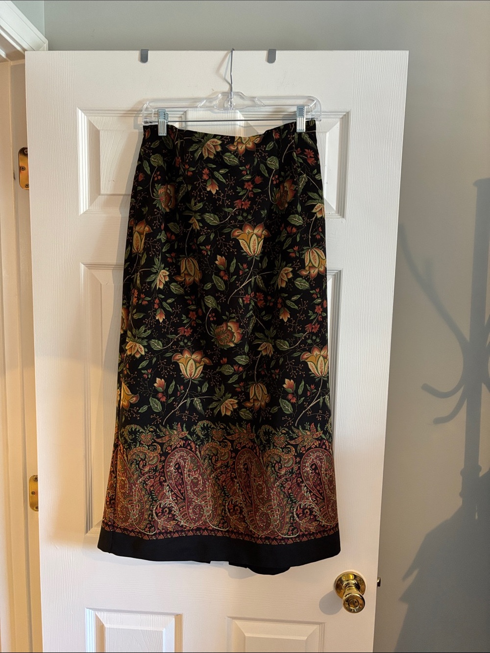 Floral Paisley Black Maxi Skirt